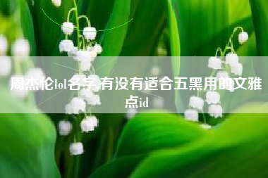 周杰伦lol名字,有没有适合五黑用的文雅点id