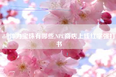 dnf体力宝珠有哪些,npc商店上线红字强打书