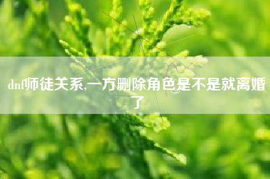 dnf师徒关系,一方删除角色是不是就离婚了