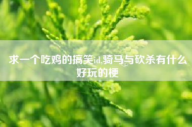 求一个吃鸡的搞笑id,骑马与砍杀有什么好玩的梗