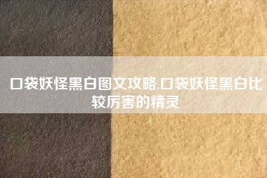 口袋妖怪黑白图文攻略,口袋妖怪黑白比较厉害的精灵